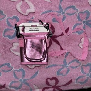 Metallic Pink Tumbler Carrier Crossbody